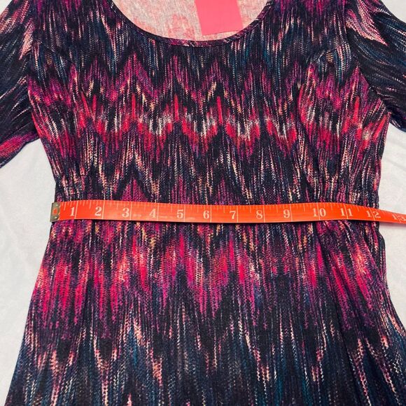 Ken Rogers Petite Medium Midi Dress Boho Artsy Geometric Colorful Stretch 70s - Picture 4 of 9